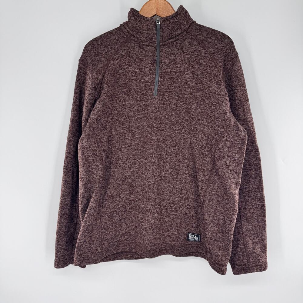 Eddie Bauer Mens Large Burgundy Sweater Fleece Quarter Zip Pullover